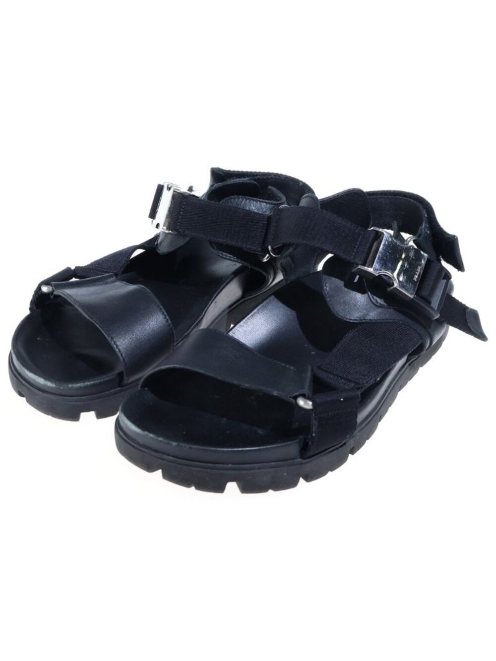Prada Ankle Strap Leather Sandals Black
